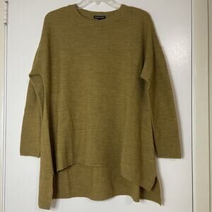 EILEEN FISHER knit pullover lightweight merino wool mustard yellow sweater small